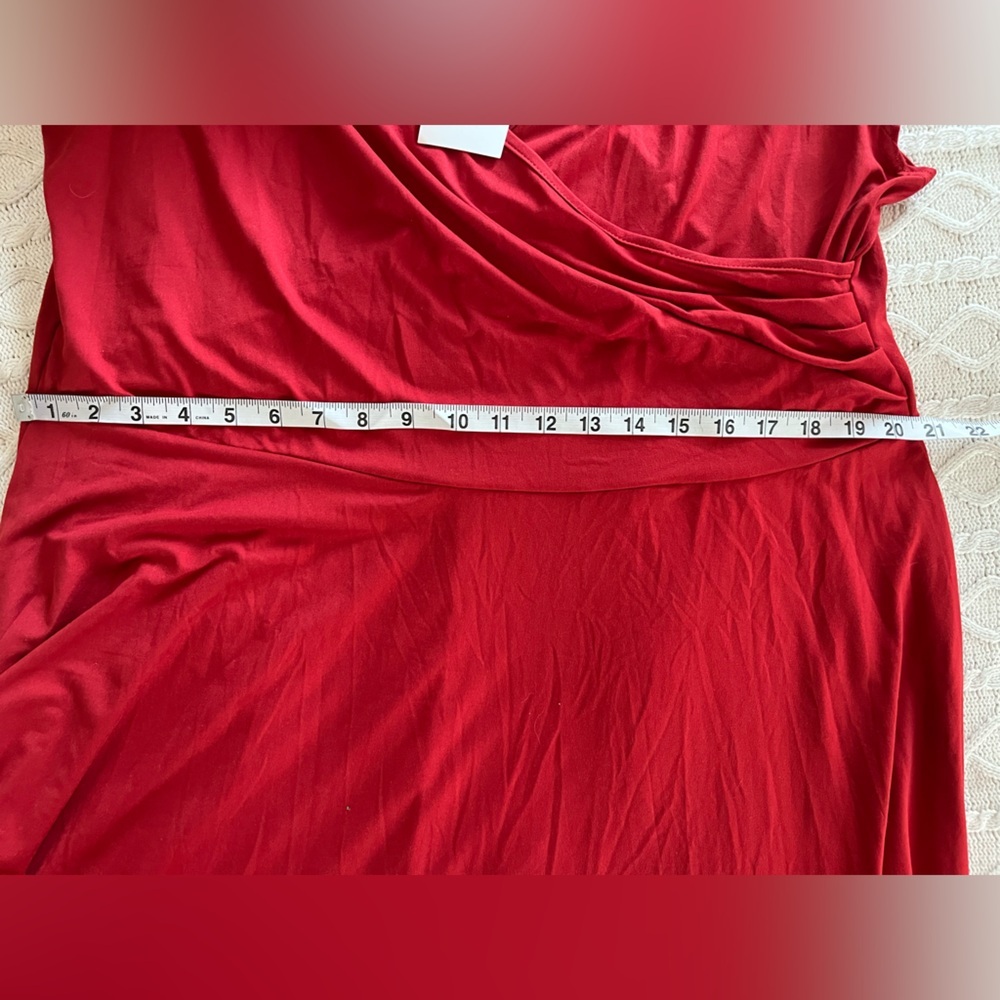 NEW! Haute Red Cotton Polyester Blend Mid Length Dress Women’s size 2X - Picture 11 of 15